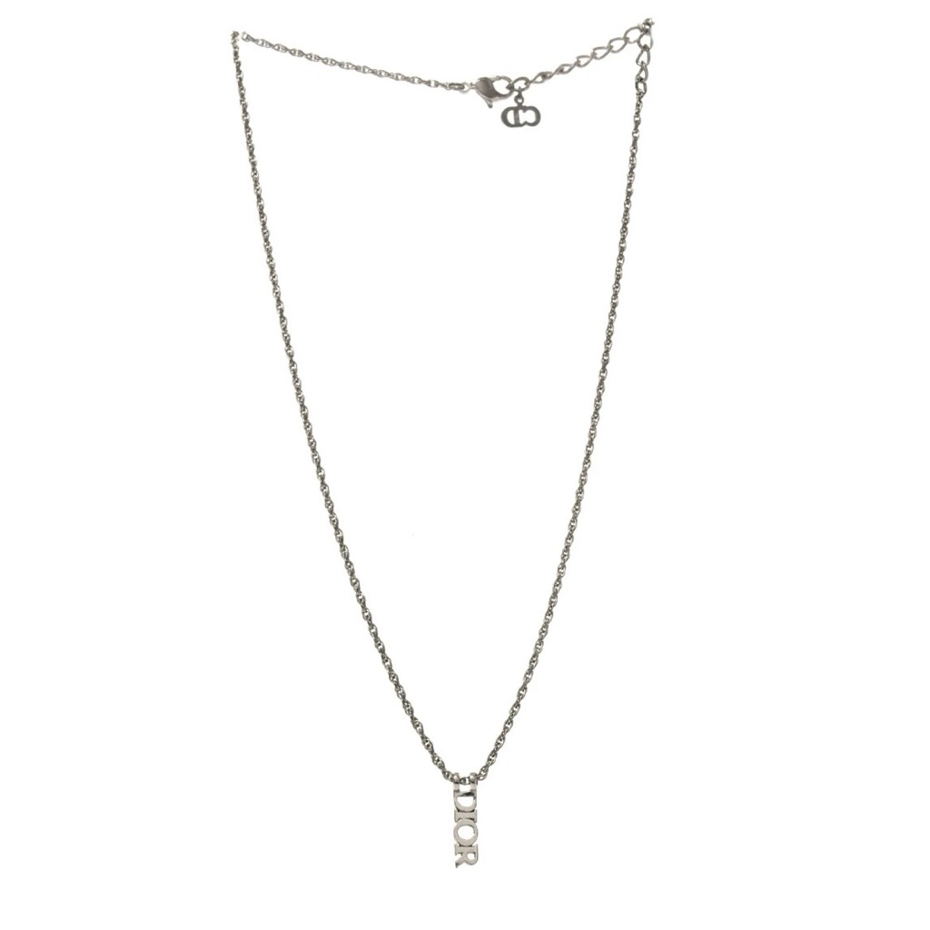 Christian Dior Metal Logo Necklace Silver 350$